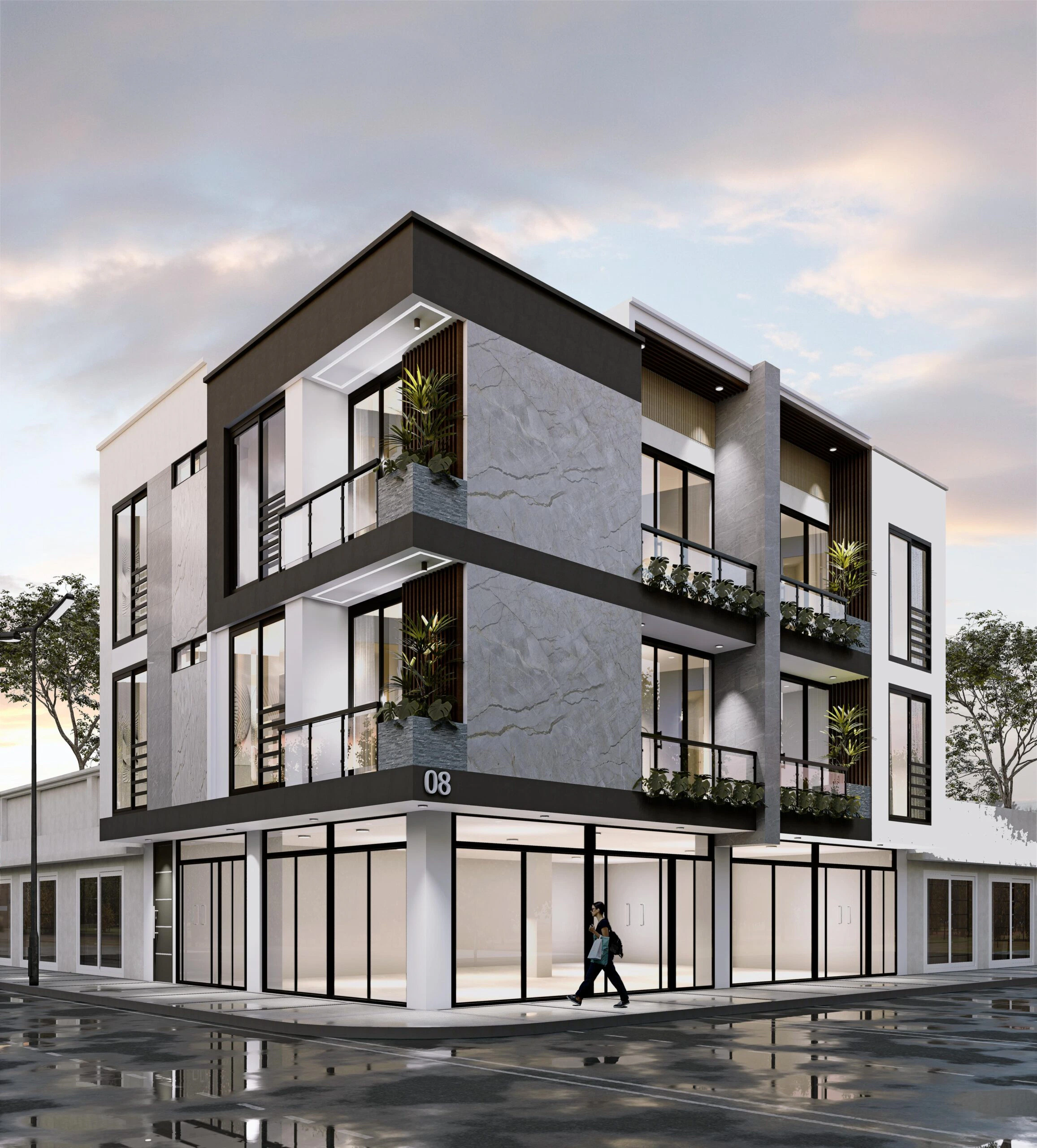 Edificio moderno 3 pisos